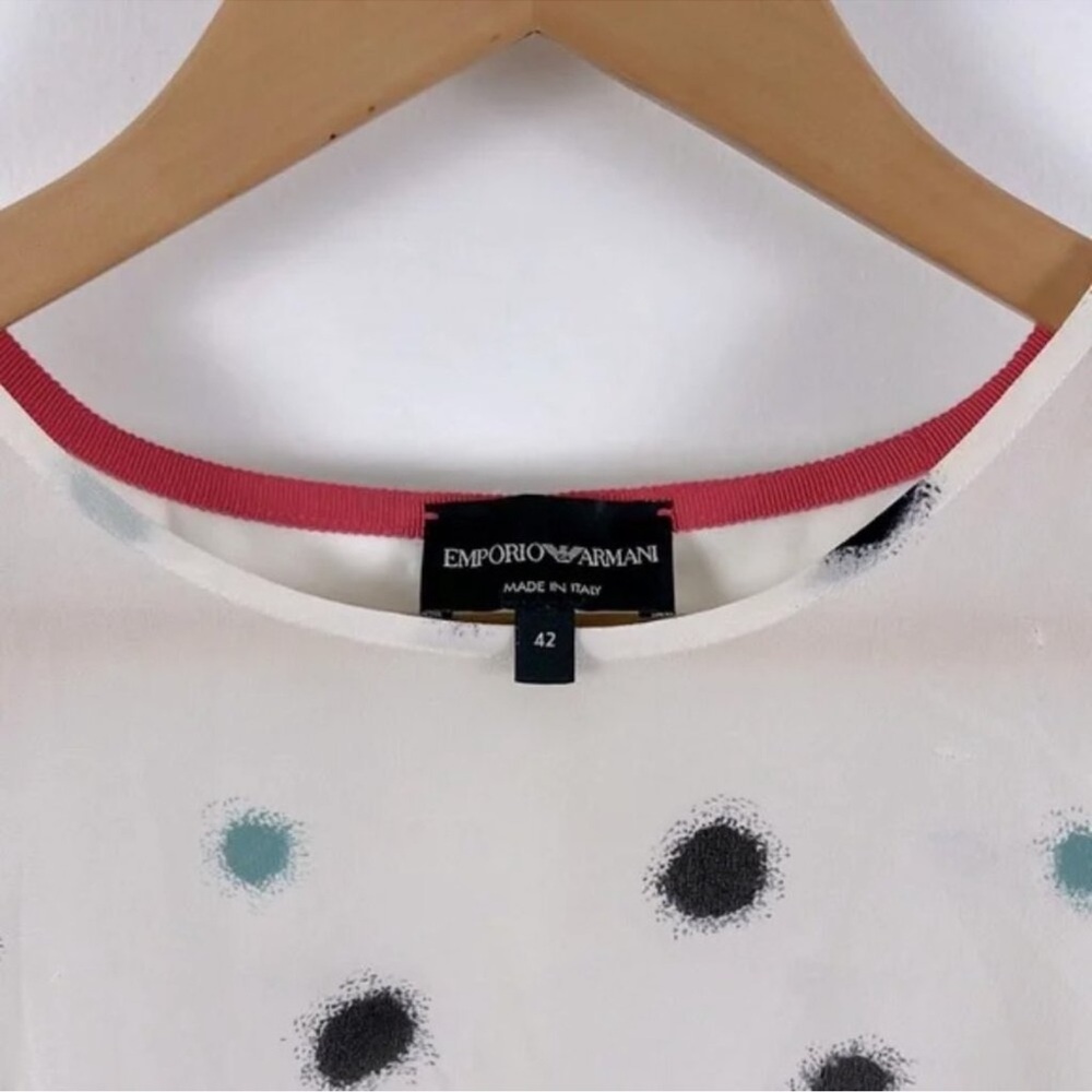 Emporio Armani Mulberry Silk Multi Colour Spotted Blouse Womens Size 42 - Picture 6 of 13